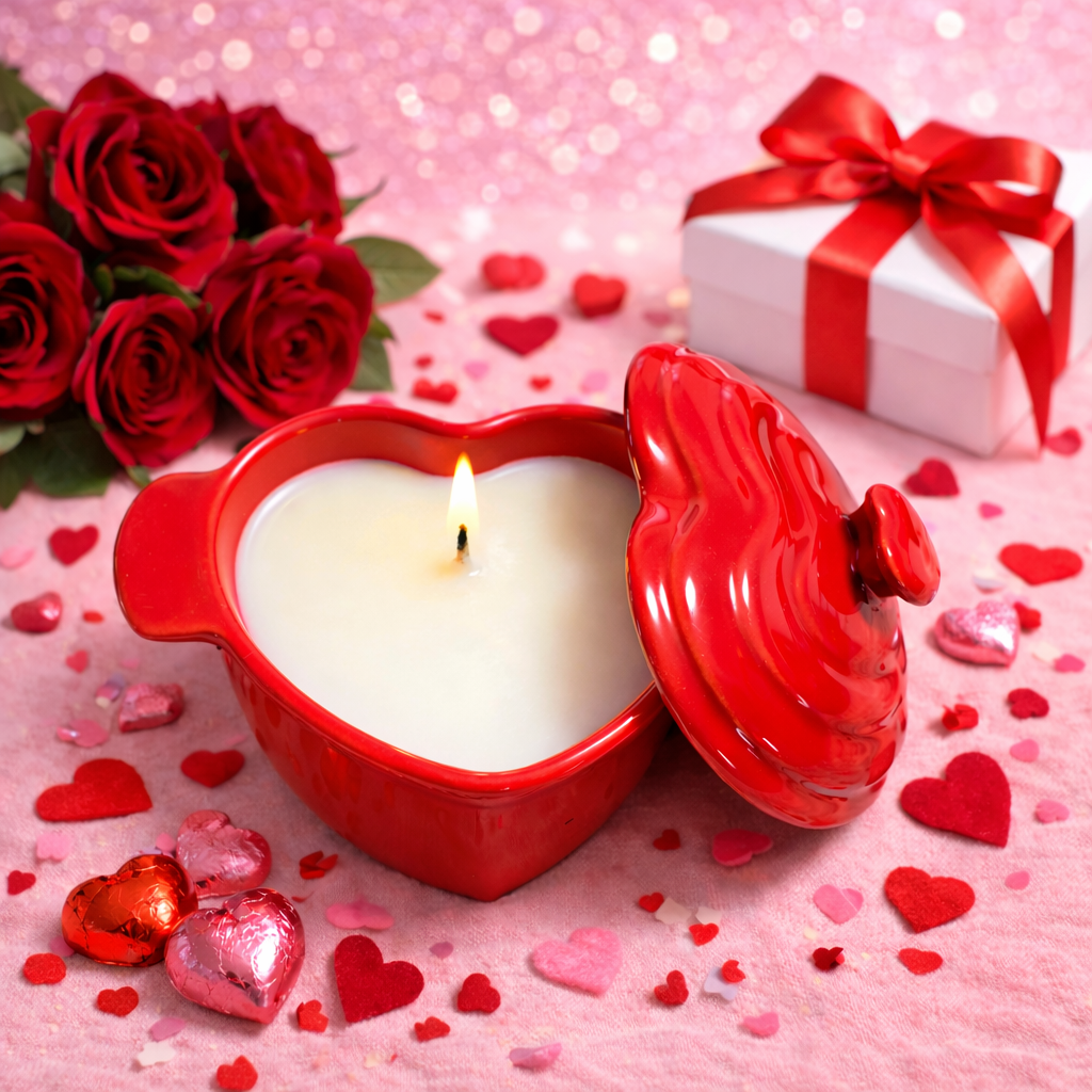 Strawberries & Cream Valentine Candle